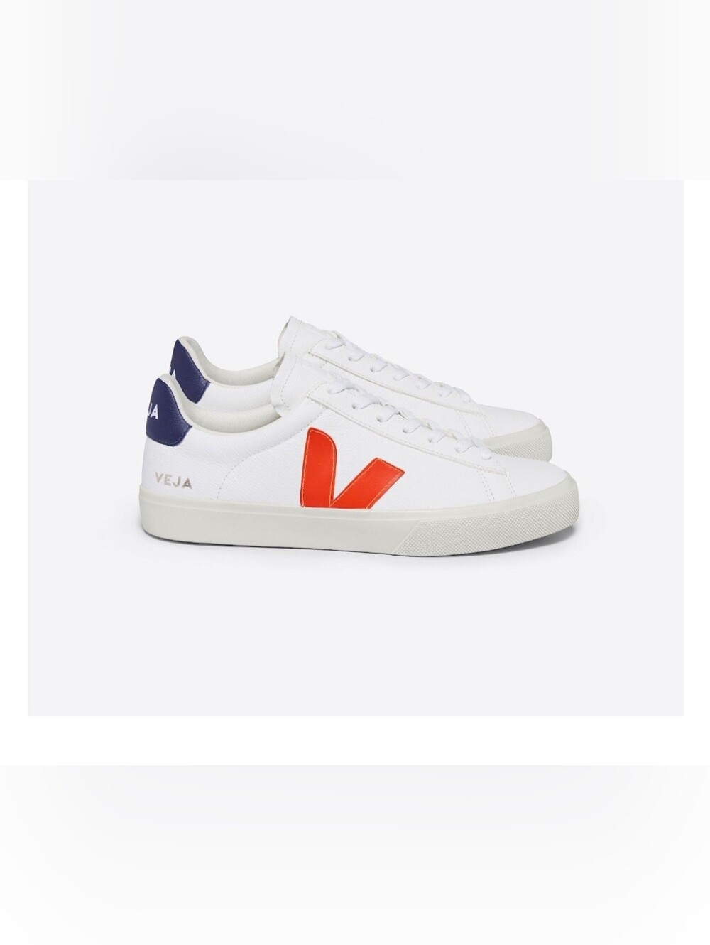 VEJA Campo Leather White, Orange Fluo Sneakers - Picture 2 of 13